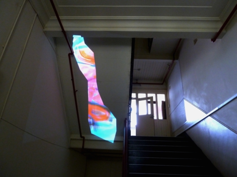 Stairway projection (studio experiment, while work in progress)