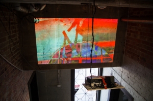 Linda Loh "Colour Up, Water Down" installation view of projection at The Substation, Newport, Melbourne